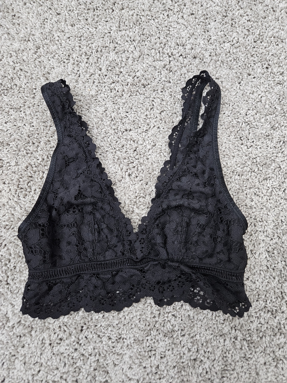Lace Plunge Bralette - Black
